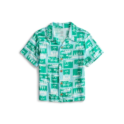 Toddler Boys Camp Shirt with Short Sleeves, Sizes 12M-5T