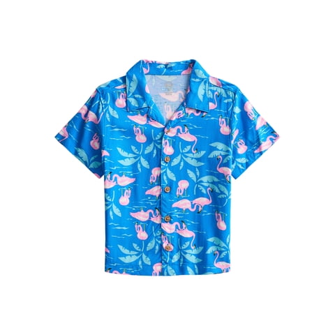 Wonder Nation Toddler Boys Camp Shirt with Short Sleeves, Sizes 12M-5T
