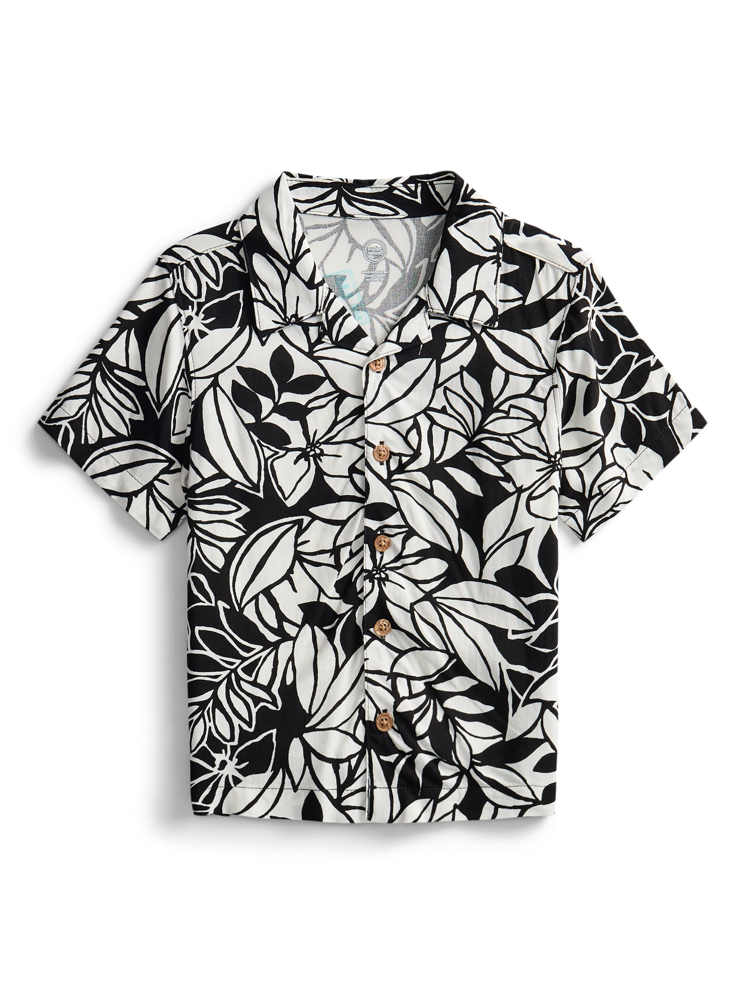 Wonder Nation Toddler Boys Camp Shirt with Short Sleeves, Sizes 12M-5T