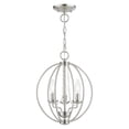 thumbnail image 1 of 40913-91 Livex Lighting Arabella - 3 Light Globe Convertible Mini Chandelier In Shabby Chic Style-15.5 Inches Tall and 12 Inches Wide-Brushed Nickel, 1 of 13