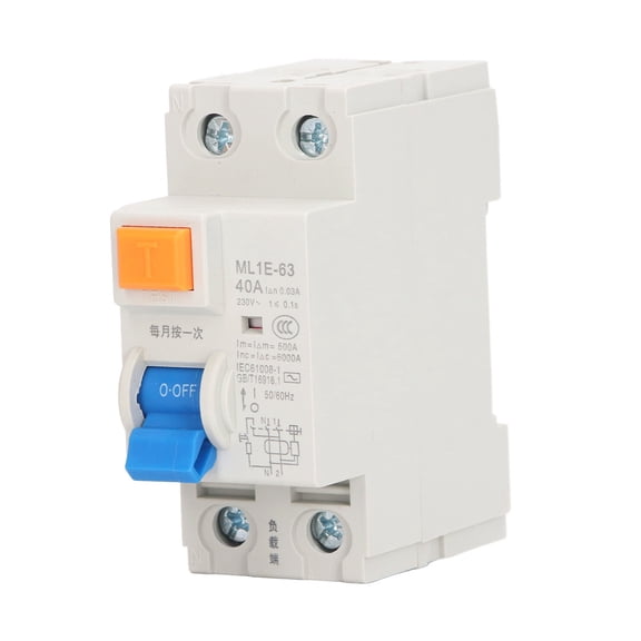 40A 1P+N Miniature Residual Current Circuit Breaker w/ Overcurrent & Leakage Protection, 230V AC