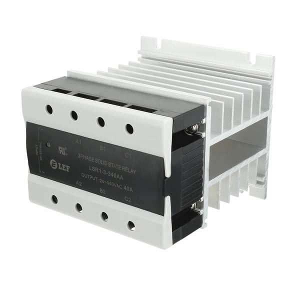 / 40A 90-250VAC to 40-440VAC SSR 3 Phase Solid State Relay + Heat Sink