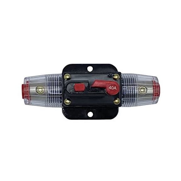40A Inline Circuit Breaker 12V-48V DC with Manual Reset Stereo Audio Amplifier Waterproof for Automotive Marine Boat RV Audio System Protection (40A)