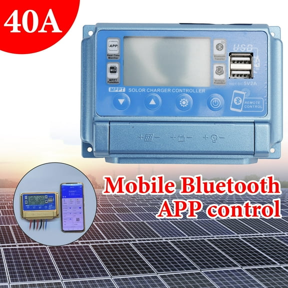 40A MPPT Bluetooth Solar Charge Controller Charger 12V-60V LiFePO4 Battery Blue