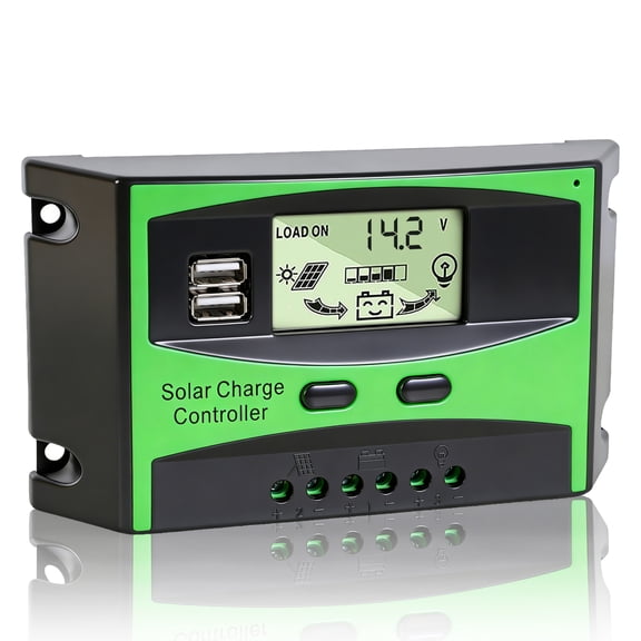 AeternaSol 40A MPPT Solar Charge Controller 12V 24V Auto LCD Display Dual USB Load Output for Solar System