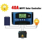 40A Regulator 12V-24V MPPT Solar Panel Charge Controller Auto Focus Dual USB