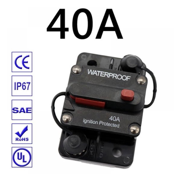 40Amp Waterproof Circuit Breaker 30A-300A Reset Fuse Holder with Manual Reset Auto Car Marine Stereo Audio Inline Fuse for System Protection