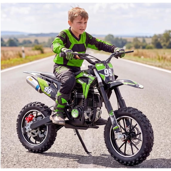 40CC Kids Dirt Bike, 4-Stroke Gas Powered Mini Motorcycle for Kids Ages 6-14, 25MPH Youth Off Road Dirt Bike with Dual Disc Brakes, Full Suspension, No Oil Mixing, Easy Start