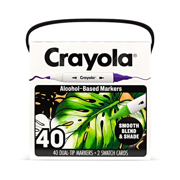 Crayola Dual-Tip Alcohol Marker Set for Adults, 40ct, Adult Coloring Book Markers for Blending, Shading & Layering, Fine & Chisel Tips, Art Supplies