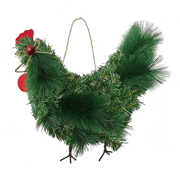 40Cm Easter Chicken Shaped Wreath Spring Rooster Wreath With Green Leaves For Front Door Window Wall Hanging Farmhouse Garden Decoration