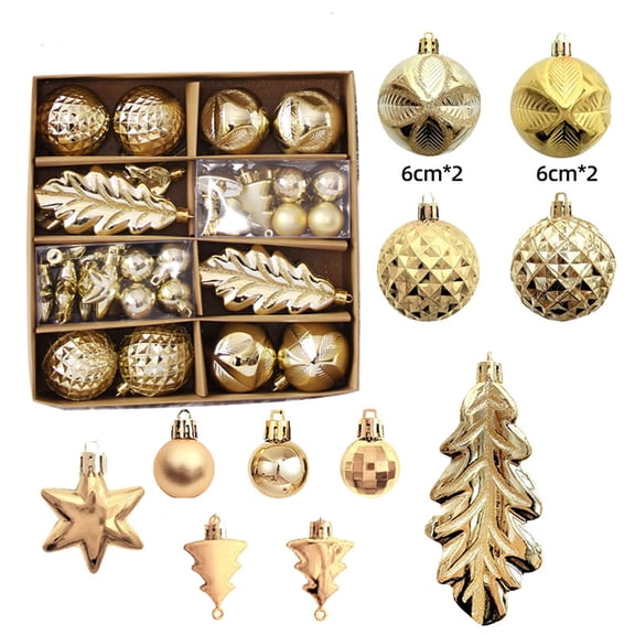 40Ct Mini Christmas Ornaments Set, Shatterproof Small Hanging Ornaments for Christmas Tree, for All Seasons,Wedding Party Home Decor, Gold