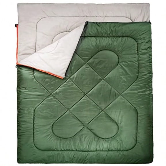 40F Cool Weather TwoPerson Sleeping Bag 87 Inches X 59 Inches Olive Green