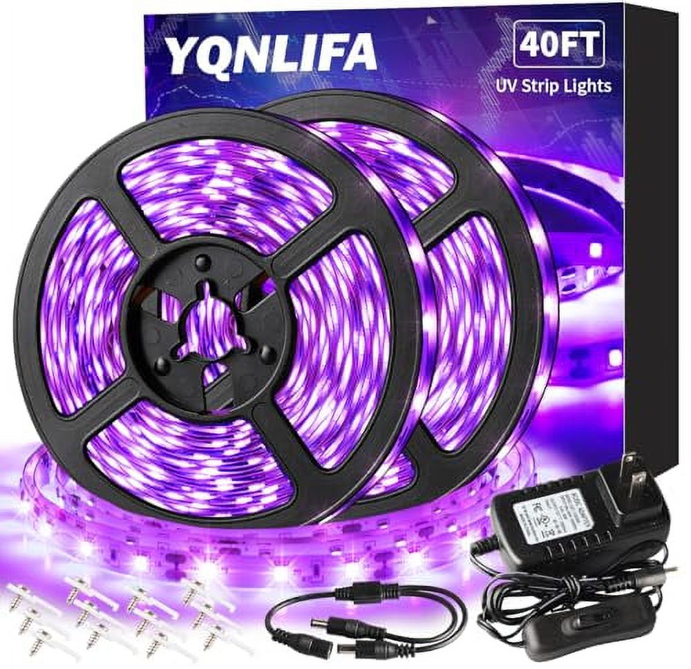 40FT/12M Flexible LED Black Light Strip Kit Perfect for Indoor