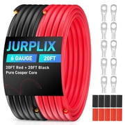 40FT 6 AWG Battery Cable 20FT Black & 20FT Red, 6 Gauge Pure Copper Wire with Heat Shrinks for Automotive RV Marine Inverter Welding Use