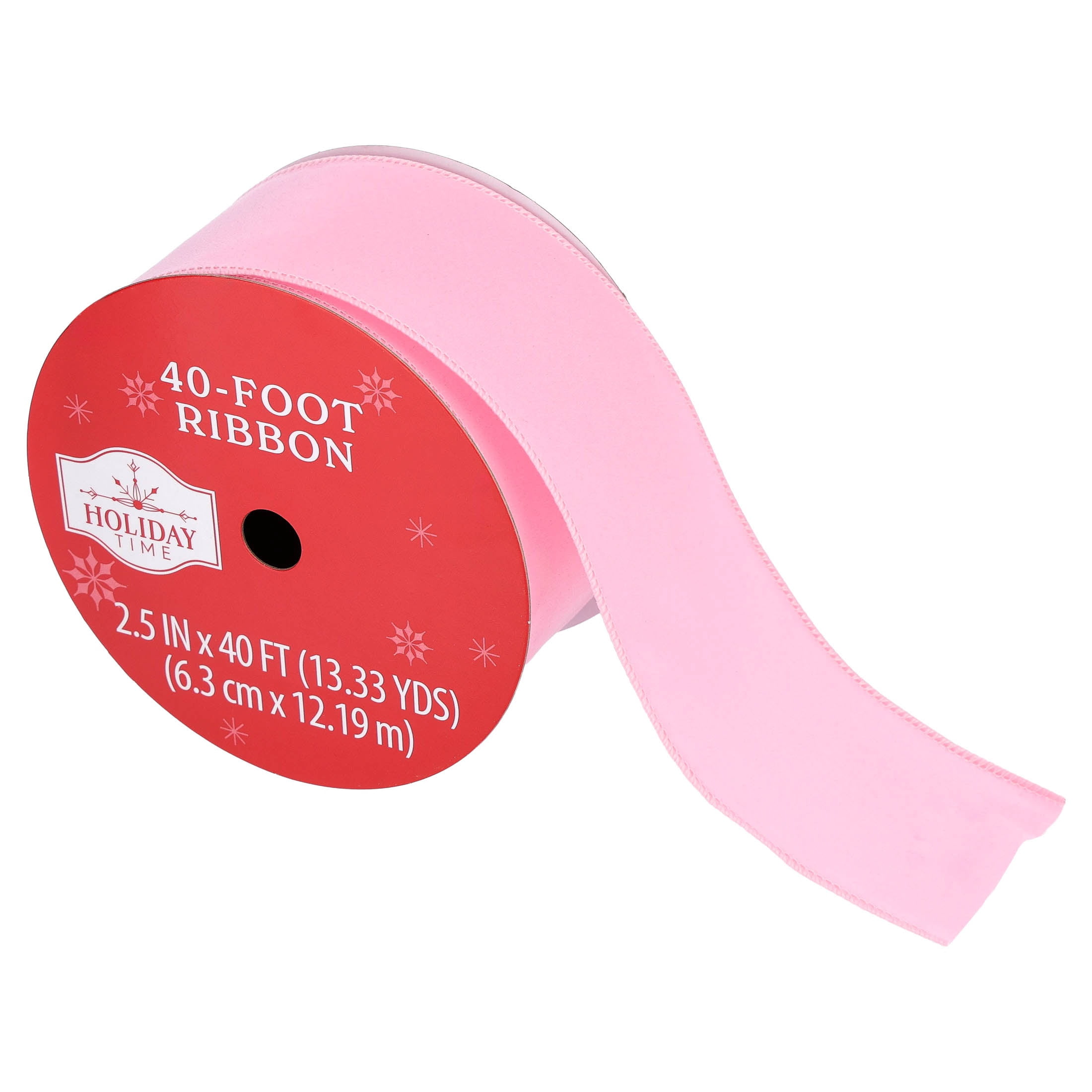 Light Pink Velvet Christmas Ribbon, 2.5" x 40', by Holiday Time