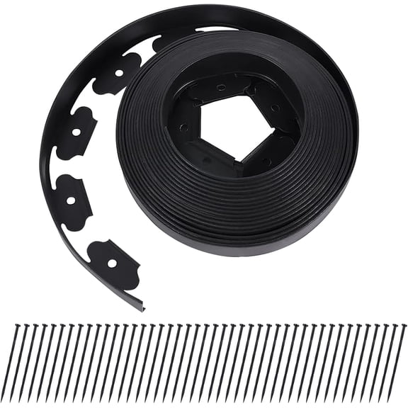 40FT No Dig Landscape Edging, 2" Tall Black Heavy Duty Plastic Garden Border, Flexible Weather Resistant Lawn Edging with 40 Anchoring Spikes for Flower Beds, Tree Rings, Yard Pathways