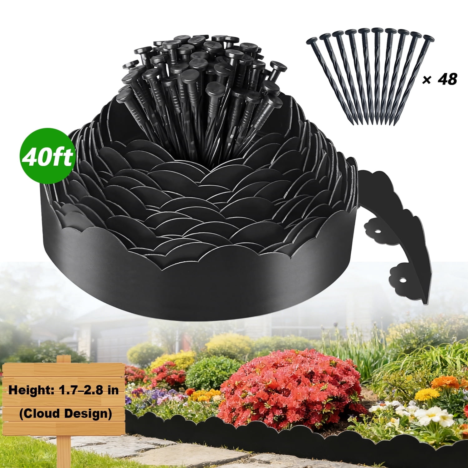 40FT Garden Edging, Heavy‑Duty Landscape Edging Border Kit with Elegant ...