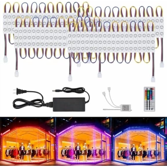 40FT LED Lights for Store Front Window LED Lights for Business Commercial Storefront Lights 80PCS RGB Module for Signs 5050 SMD RGB Waterproof Strip Lights for Store Advertising Decor (White)