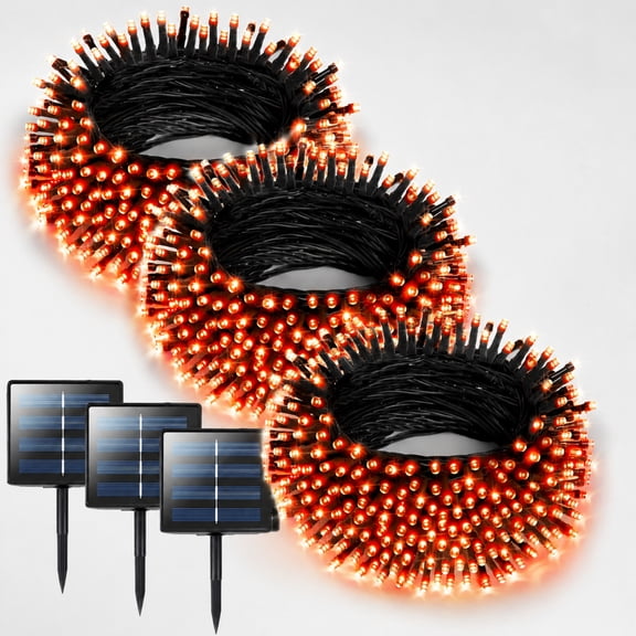 40FT Solar LED String Lights, 125 LEDs with 8 Lighting Modes, Outdoor Decoration for Christmas Patio Balcony Wedding Party(Orange )