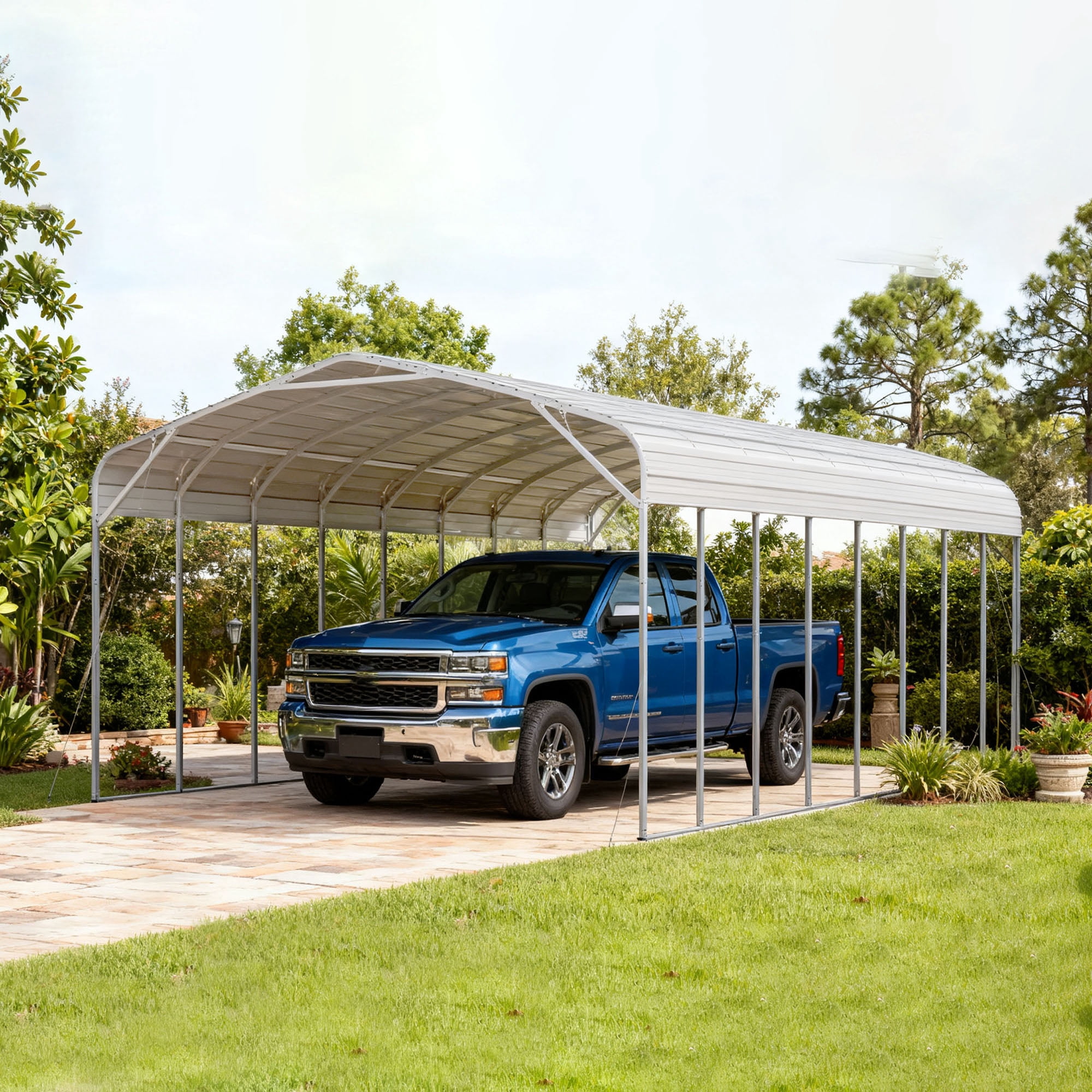 40FT x 20FT Heavy-Duty Metal Carport Garage – 14-Gauge Galvanized Steel Vehicle Shelter with Reinforced Roof, 13FT Peak Height, Outdoor Weatherproof Storage for Cars, Trucks & Equipment