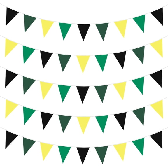 40Ft Green Yellow Black Fabric Bunting Banner Pennant Hanging Party Decorations Cotton Triangle Flag Garland for Boys Men Farm Tractor Construction Football Sport Theme Birthday Baby Shower Decor