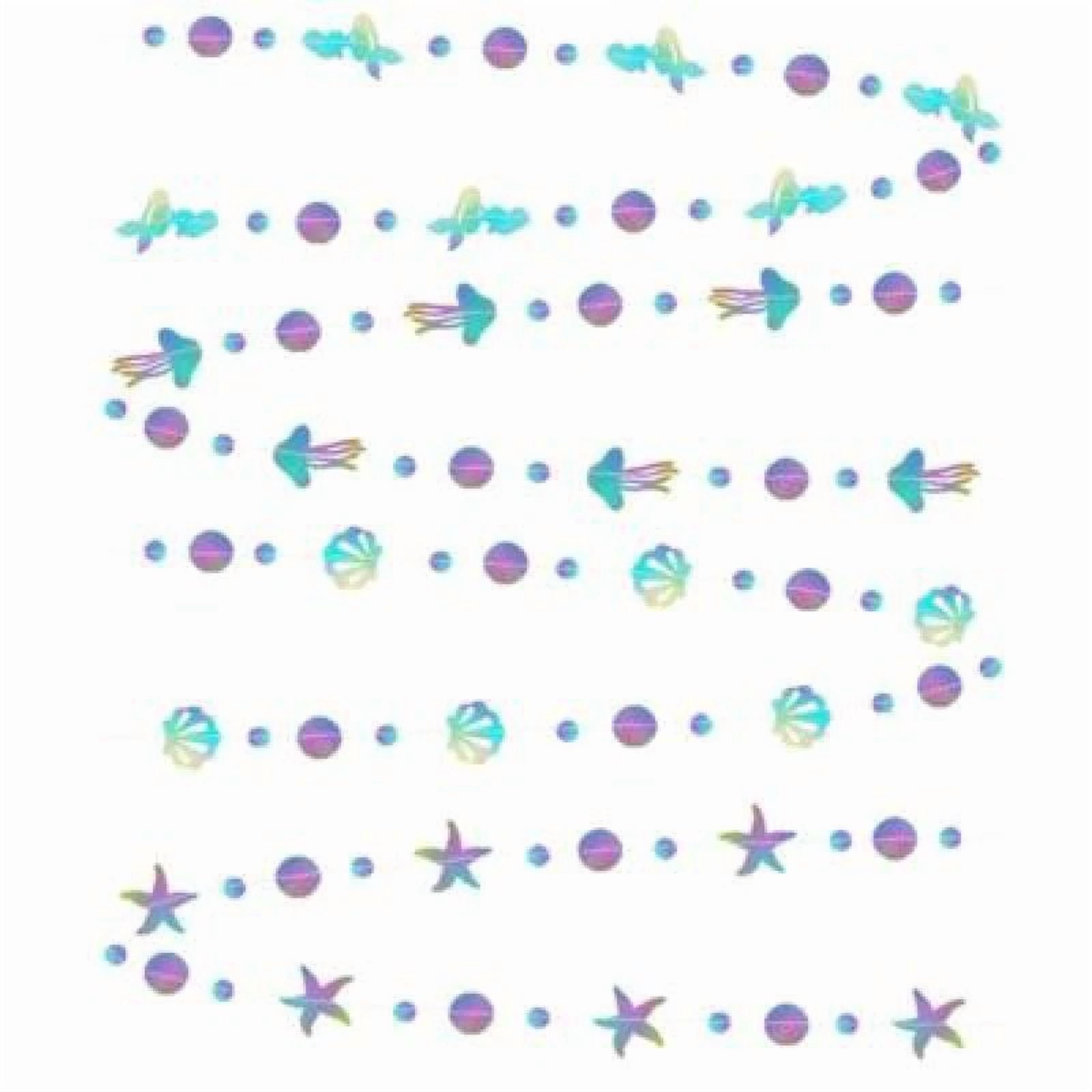 40Ft Mermaid Garland Iridescent - Jellyfish Seashell Banner Kids Party Decor