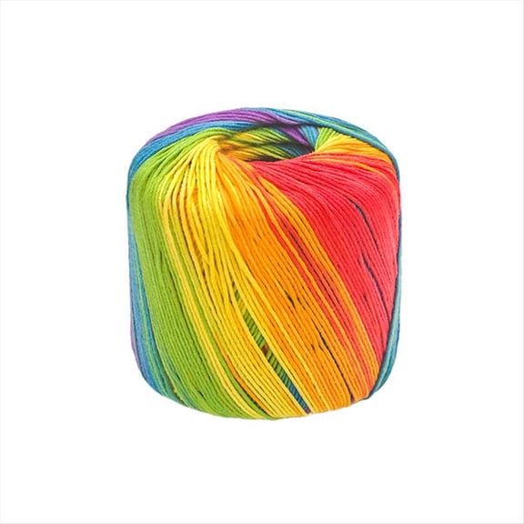 40G/Ball Colorful Lace Cotton Yarn Segmental Dyeing Gradient Yarn DIY Hand Knitting Crochet Garment Doll Lace Yarn A,1 x Doll Lace Yarn,Multicolor
