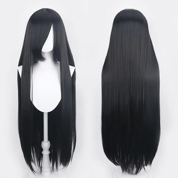 40IN Long Black Straight Wig with Bangs for Anime Fashion Women's Cosplay Role Play Halloween Comics comic con with Wig Cap Heat Resistant