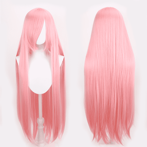 40IN Long Light Pink Straight Wig with Bangs for Anime Fashion Women's Cosplay Role Play Halloween Comics comic con with Wig Cap Heat Resistant