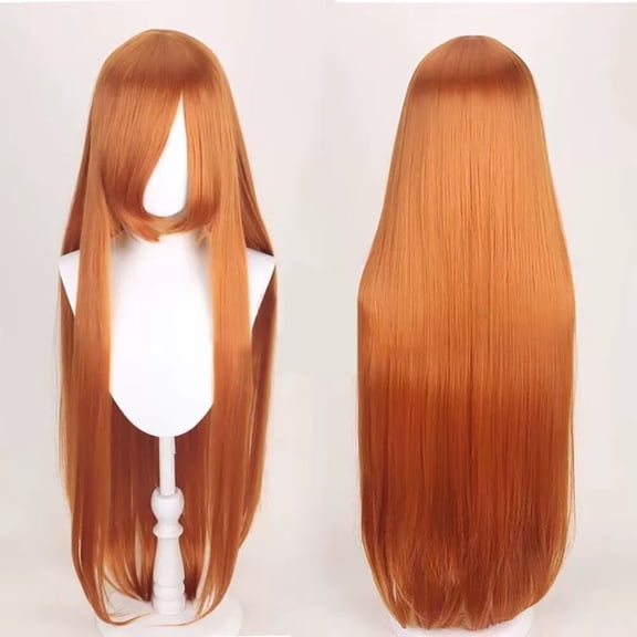 40IN Long Orange Straight Wig with Bangs for Anime Fashion Women's Cosplay Role Play Halloween Comics comic con with Wig Cap Heat Resistant