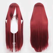40IN Long Red Straight Wig with Bangs for Anime Fashion Womens Cosplay Role Play Halloween Comics comic con with Wig Cap Heat Resistant