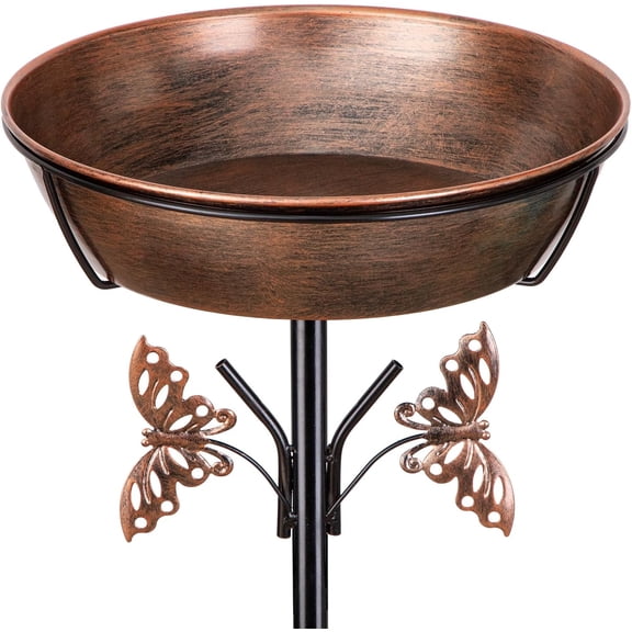 40In Metal Bird Bath for Outdoors,Removable 3" Deep 13" Dia Bowl Heavy-Duty Base,Standing Birdbath Feeder Rust-Proof Birdbaths for Garden Yard Patio Lawn Decor