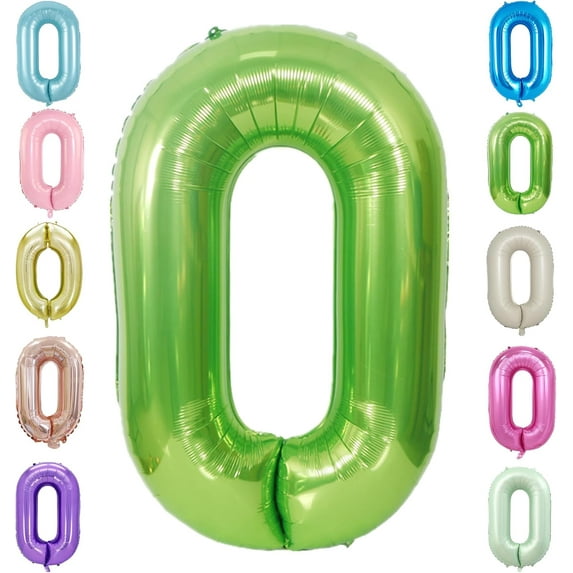 40Inch Big Green Number 0 Balloon for Kids Birthday Party Large Self Inflating Foil Green Digit Balloon for Anniversary Graduations for Birthday Party Decorations(Green No 0)