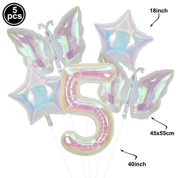 40Inch Laser Number 1 Balloon Foil Ballon Iridescent Digital Birthday Party Birthday Decoration Supplies Laser Number 0-9 Ballon