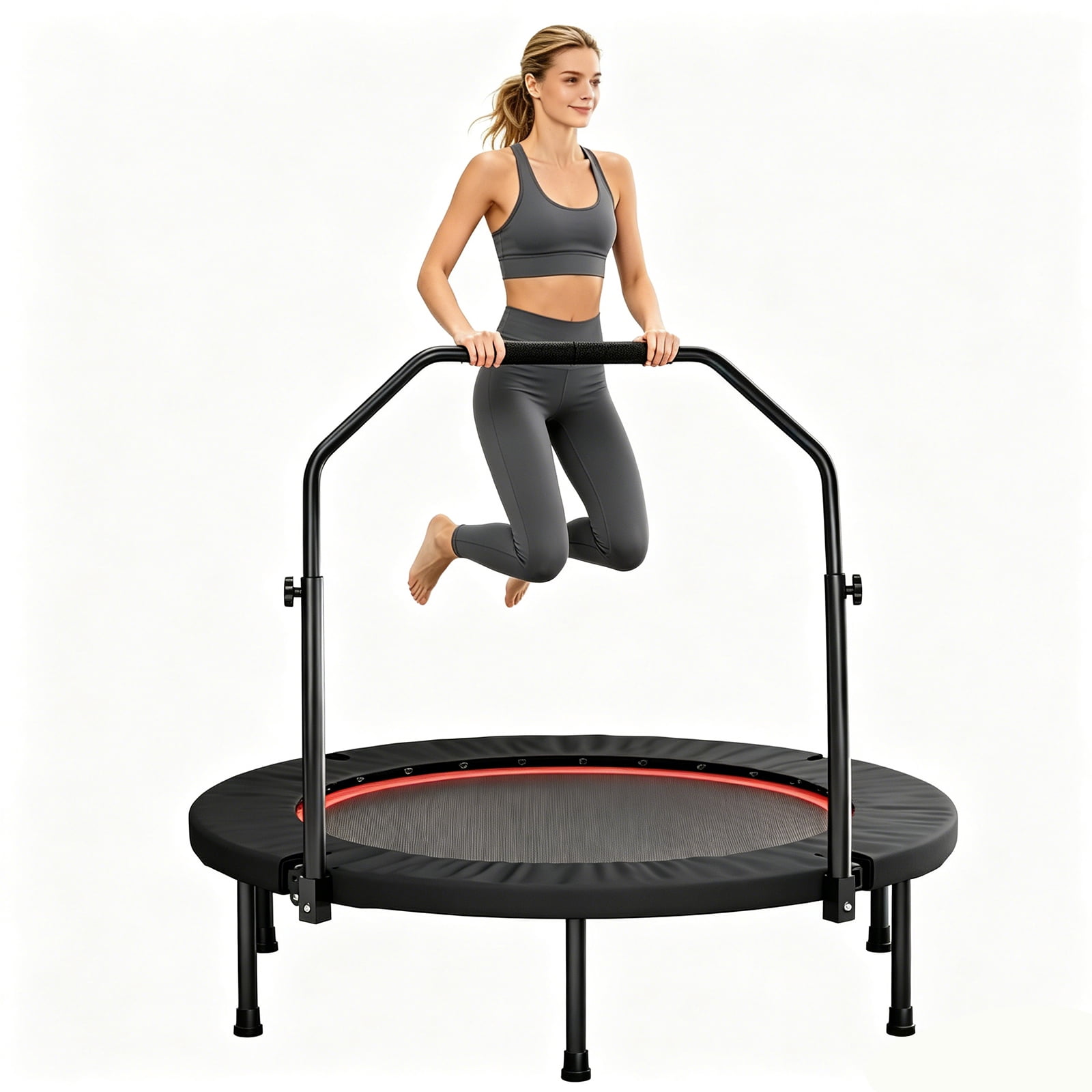 Pure Fun 40-Inch Exercise Trampoline, with Handrail, Blue