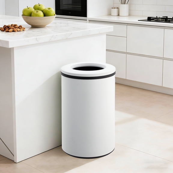 40L/10.6 Gallon Stainless Steel Open Top Trash Can, Round Garbage Bin with Removable Inner Bucket for Kitchen, Office, and Restaurant
