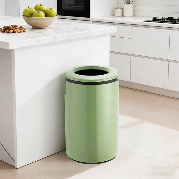 40L/10.6 Gallon Stainless Steel Open Top Trash Can, Round Garbage Bin with Removable Inner Bucket for Kitchen, Office, and Restaurant