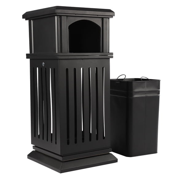 40L/8.8Gal Trash Can Outdoor Garbage Enclosure & Locking Lid Open Top Yard Garage Waste