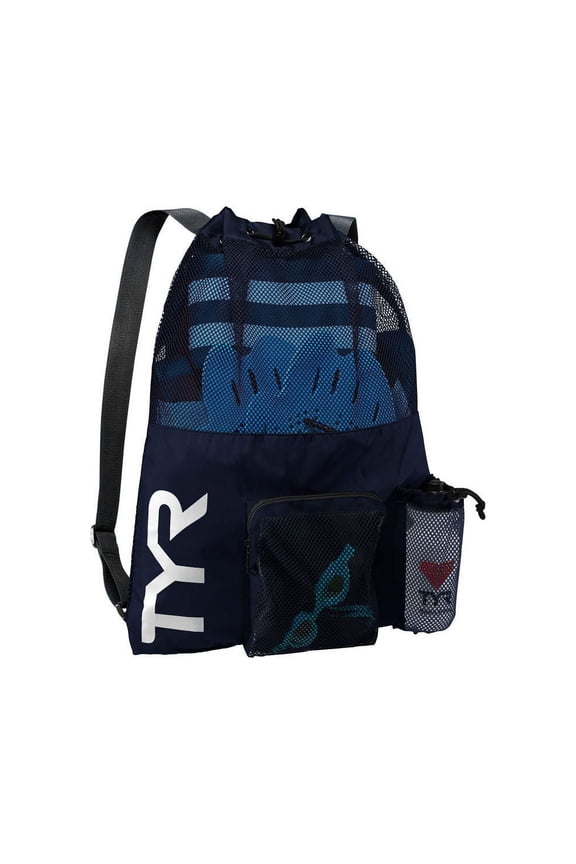 Big Mesh Mummy Backpack 40L - Ventilated Polyester Swim Gear Bag with Drawstring Closure for Pool, Beach, and Training