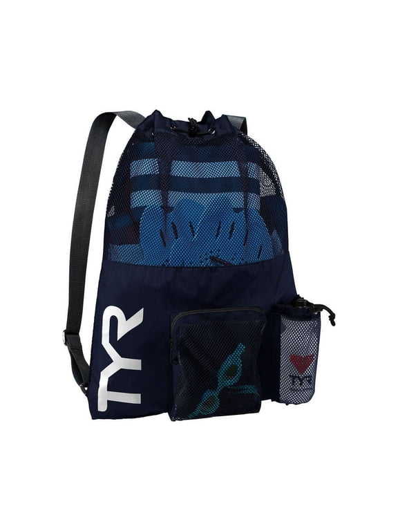 Big Mesh Mummy Backpack 40L - Ventilated Polyester Swim Gear Bag with Drawstring Closure for Pool, Beach, and Training