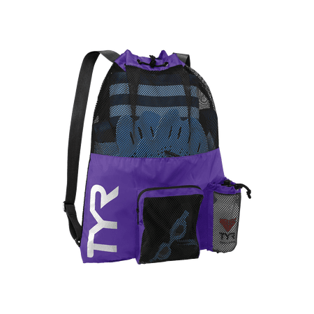 TYR Big Mesh Mummy Backpack 40L - Ventilated Polyester Swim Gear Bag with Drawstring Closure for Pool, Beach, and Training