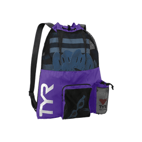 TYR Big Mesh Mummy Backpack 40L - Ventilated Polyester Swim Gear Bag with Drawstring Closure for Pool, Beach, and Training