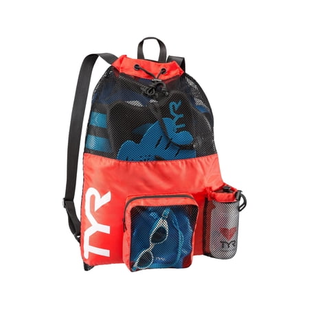TYR Big Mesh Mummy Backpack 40L - Ventilated Polyester Swim Gear Bag with Drawstring Closure for Pool, Beach, and Training