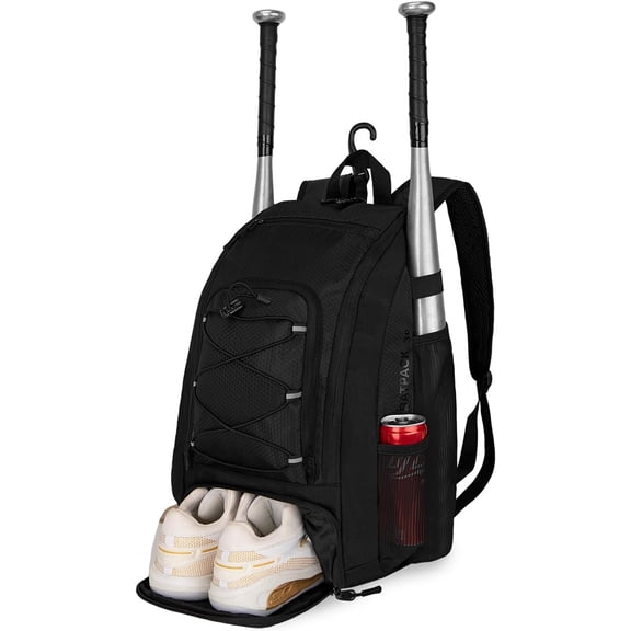 40L Baseball Bag, Softball Bat Bag with Shoes Compartment,Fence Hook,Backpack for Baseball, T-Ball & Softball Equipment & Gear