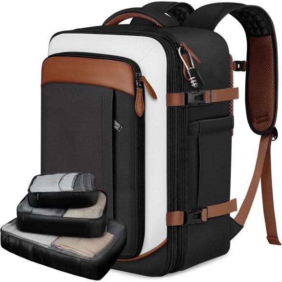 40L Carry Travel Backpack for Men & Women, Expandable Flight Approved Weekender Backpack with 3 Packing Cubes, Water-Resistant Anti- Laptop Backpack, Lightweight Business Travel Bag