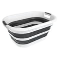 thumbnail image 1 of 40L Collapsible Plastic Laundry Basket, Foldable Pop Up Storage Container Space Saving Washing Tub Organizer (1, White/Grey), 1 of 7