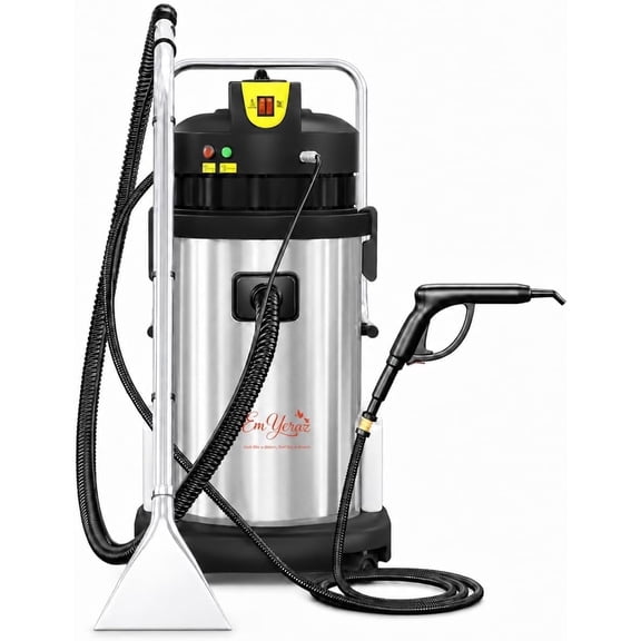 Em Yeraz Commercial 3 in 1 Steam Vacuum Cleaner combines steam cleaning, carpet washing, liquid extraction, and vacuum cleaning in one multifunctional machine.