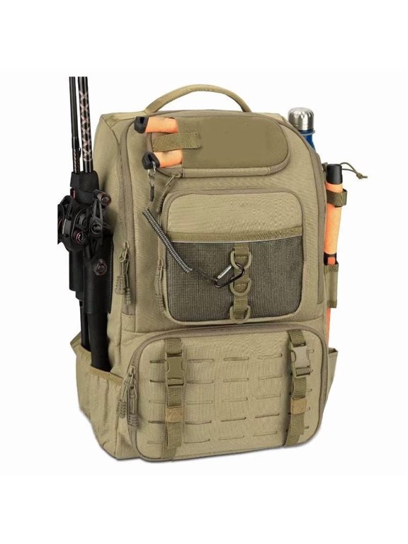 40L Fishing Backpack with Tackle Box, Large Waterproof Fishing Tackle Bag with Rod Holders & Multi-Pockets, Outdoor Fishing Gear Storage Backpack for Men