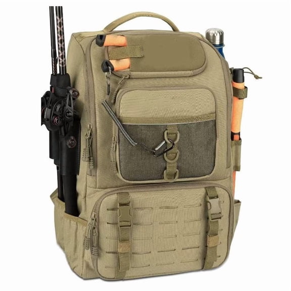 40L Fishing Backpack with Tackle Box, Large Waterproof Fishing Tackle Bag with Rod Holders & Multi-Pockets, Outdoor Fishing Gear Storage Backpack for Men