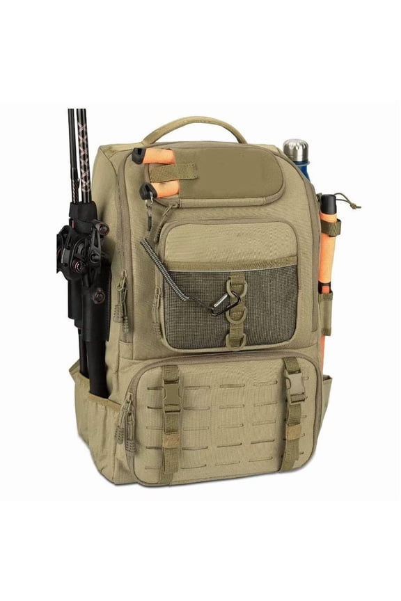 40L Fishing Backpack with Tackle Box, Large Waterproof Fishing Tackle Bag with Rod Holders & Multi-Pockets, Outdoor Fishing Gear Storage Backpack for Men